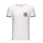 T-shirt MK girocollo con tasca e bordo maniche con tessuto righe - col. Bianco