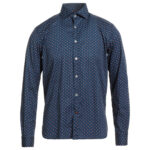 Alley Docks 963: Camicia fantasia geometrica cotone elasticizzato - col. Blu