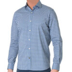 Alley Docks 963 -Camicia fantasia "onde" cotone elasticizzato col. Blu azzurro