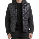 Markup- Giubbino Combo :Tex Tecnico con piumino e cappuccio - Nero