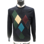 Markup- Maglia girocollo F. 12 viscosa con Rombi color - Blu