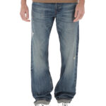 ST 99- Jeans 5 tasche "Loose Fit", lavaggio medio con molature - blu medio
