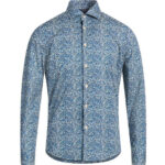 Markup - Camicia collo Francese cotone elasticizzato micro disegno - Blu-Militare