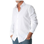 Alley Docks 963 - Camicia Seersucker collo Francese cotone elasticizzato  - Bianco
