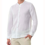 Alley Docks 963 camicia 100%Lino collo coreano col. Bianco