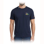 Markup - T-shirt jersey unito cotone dettagli patchwork - col. Blu