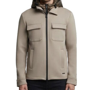 Markup- Felpa Overshirt full Zip con tasche a toppa - col. Tortora